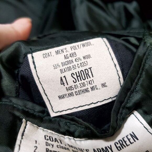 VNTG Maryland Manufacturing Co Mens Army Blazer Size 41 Short Dacron Wool Blend - Picture 12 of 14